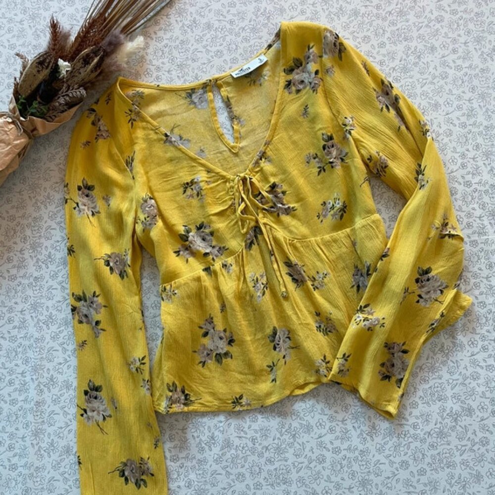 Hollister Floral Boho Flowy Blouse Size Small